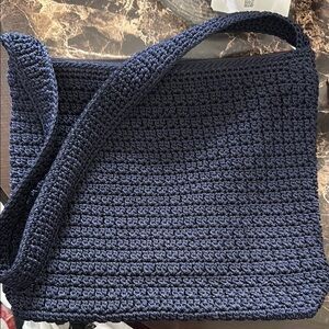 The Sak Navy Blue Crochet Shoulder Bag